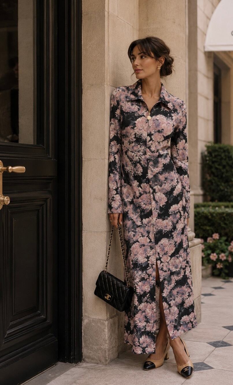 Tory Burch Printed Viscose Polo Dress Pale Pink Pixel Floral